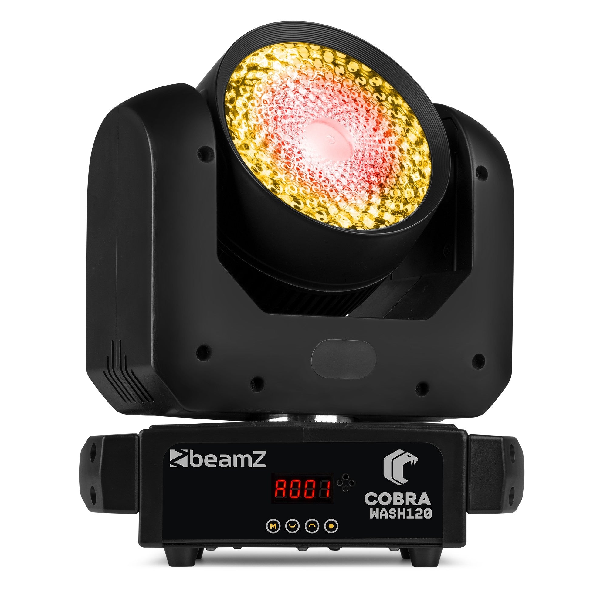 2 x Beamz Cobra Wash120 LED Moving Head with LED Ring with DMX Cable