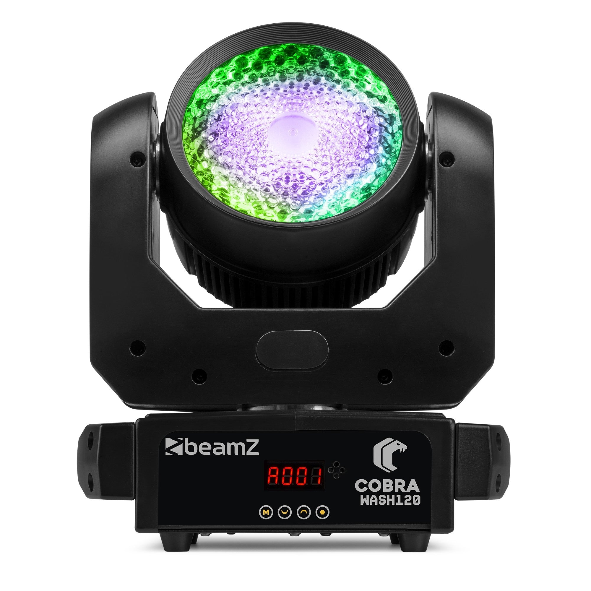 2 x Beamz Cobra Wash120 LED Moving Head with LED Ring with DMX Cable