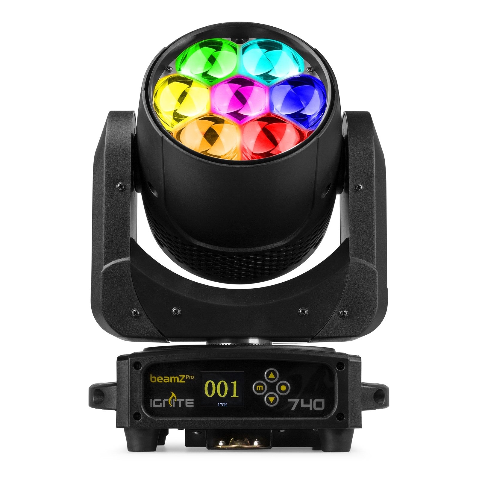 2 x Beamz IGNITE740 LED Wash Moving Head with Zoom with DMX Cable