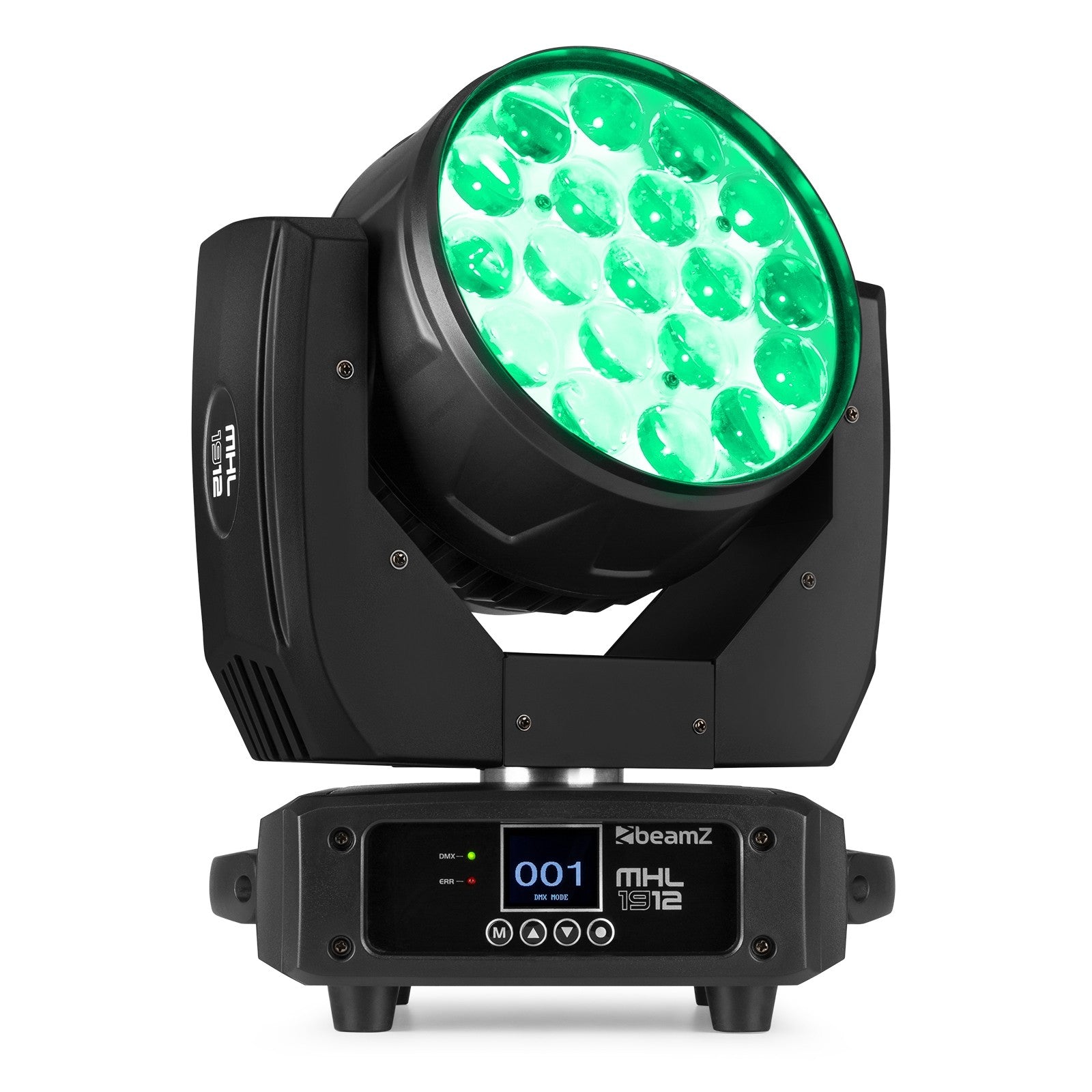 2 x Beamz Pro MHL1912 LED Wash Moving Head with Zoom with DMX Cable