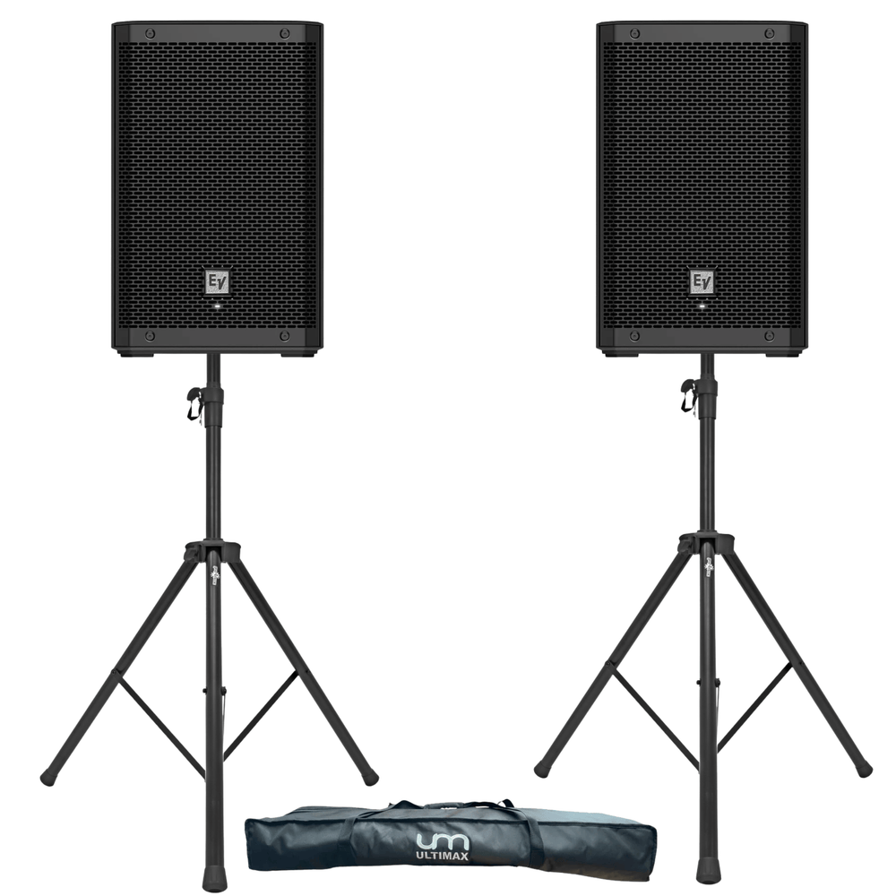 2 X Electro-Voice ZLX8P-G2 8" Active PA Speakers With Stands
