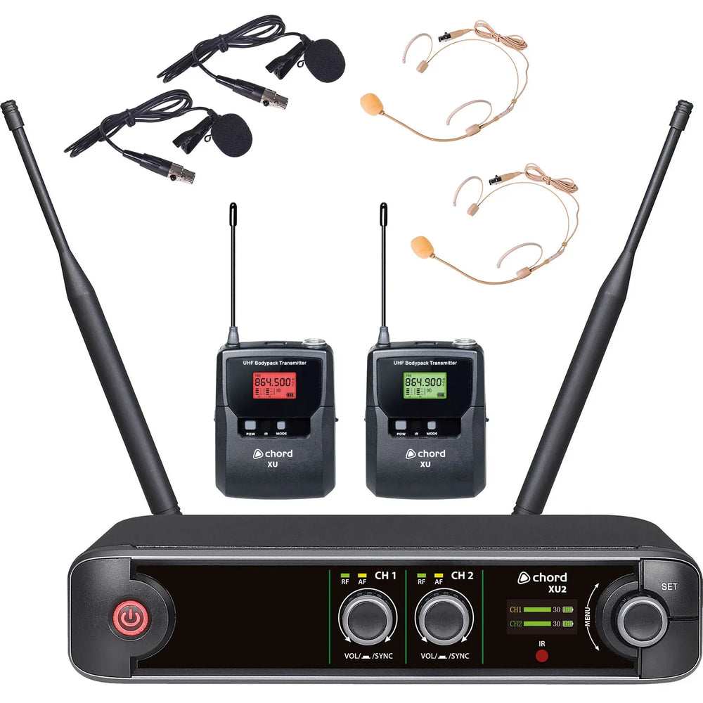 Chord XU2 Dual Bodypack UHF Wireless Microphone System