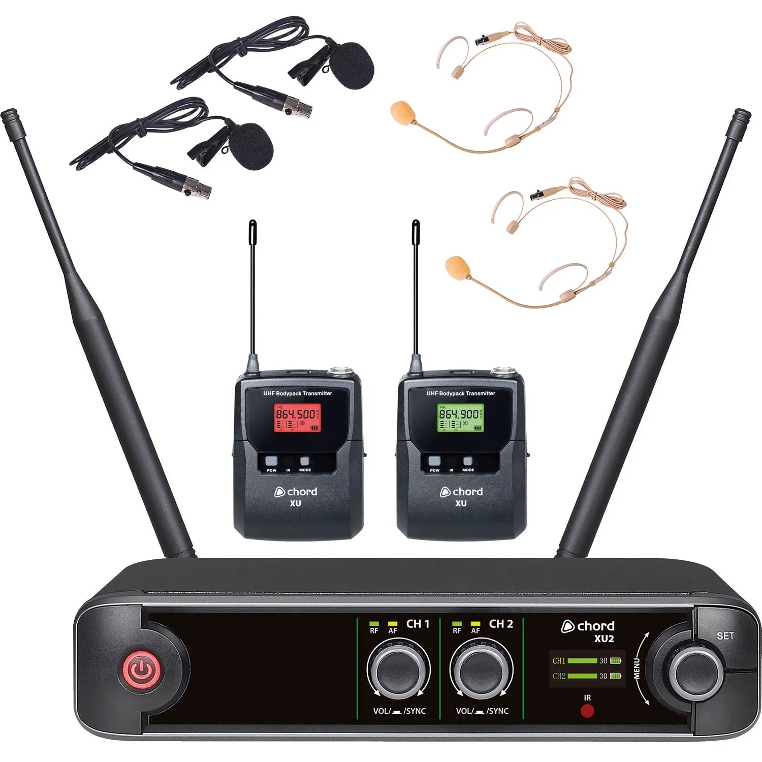 Chord XU2 Dual Bodypack UHF Wireless Microphone System