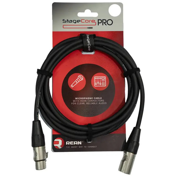 Stagecore Pro 6m Black XLR Microphone Cable with Rean Connectors