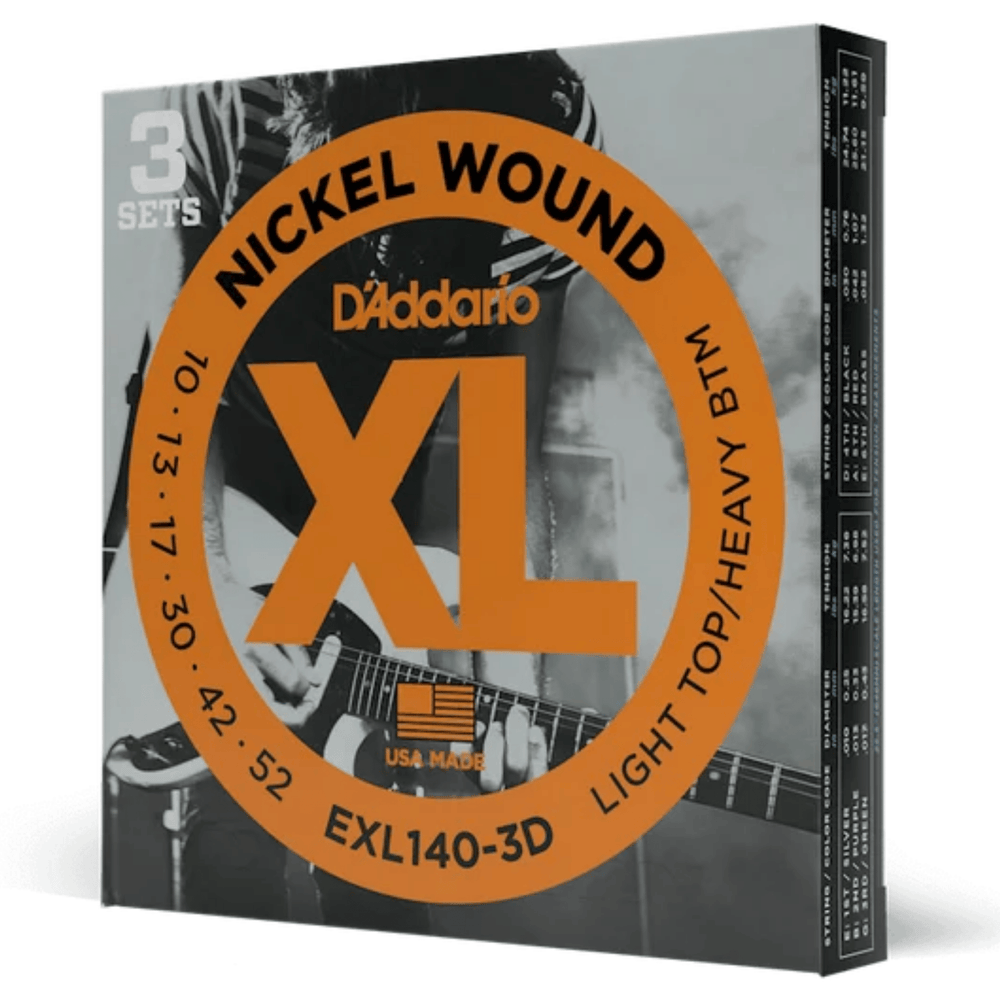 D'Addario EXL140 XL 10-52 electric guitar strings 3 pack