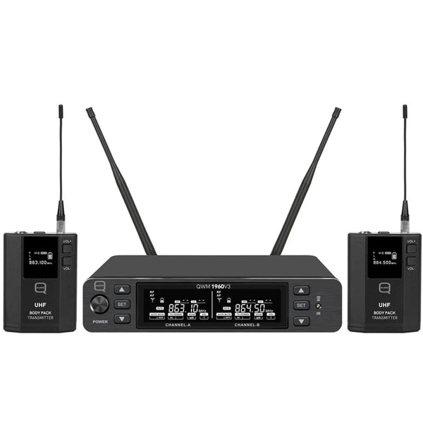 Q - Audio QWM 1960 V3 BP UHF Beltpack Dual Channel True Diversity Wireless Microphone 606�614MHz