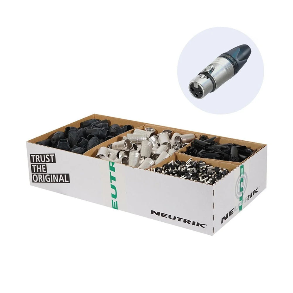 100 x Neutrik NC3FXX-D 3 Pin Female XLR Connectors - DY Pro Audio