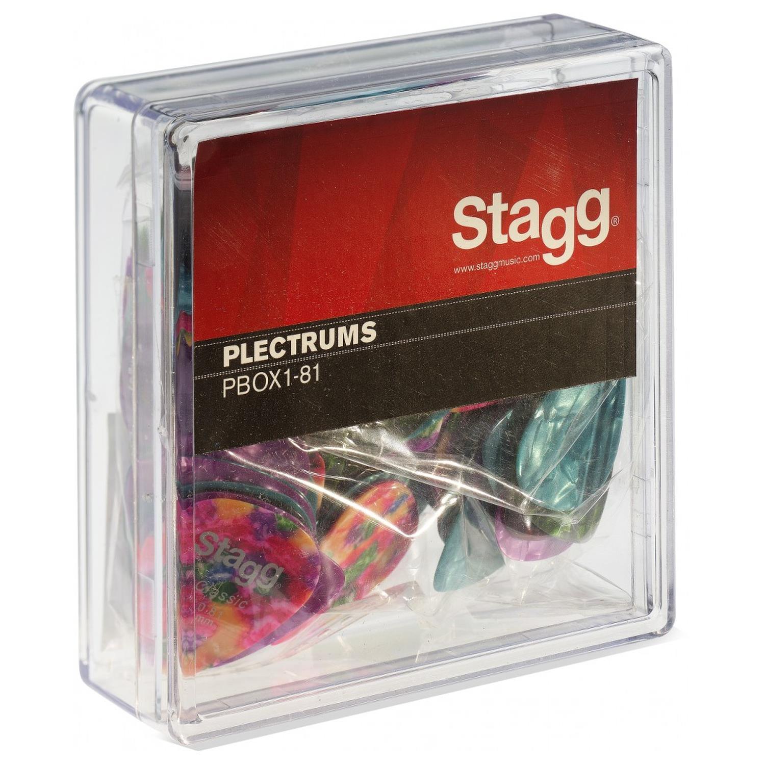 100 x Stagg Plastic Plectrums Picks 0.81mm Multicoloured - DY Pro Audio