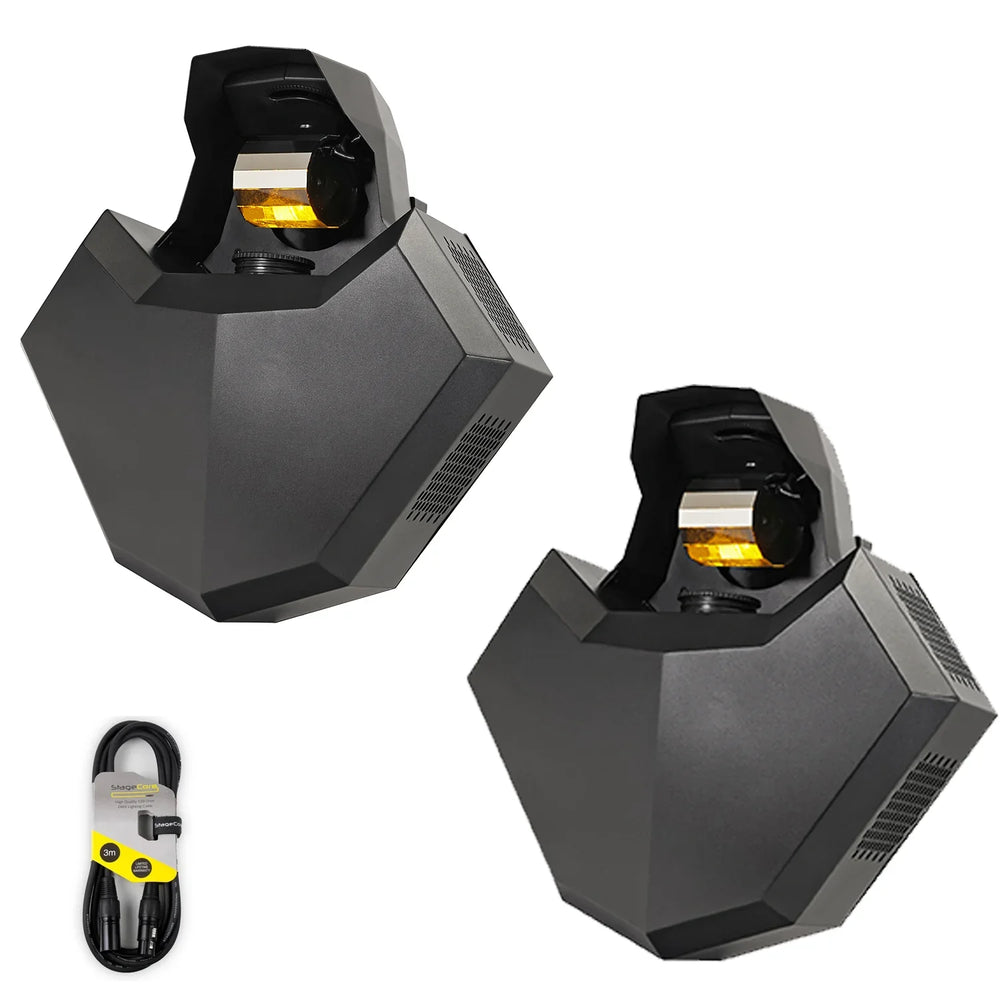 2 x Equinox Helix Evo XP Black 150w Barrel Effect Light with DMX Cable