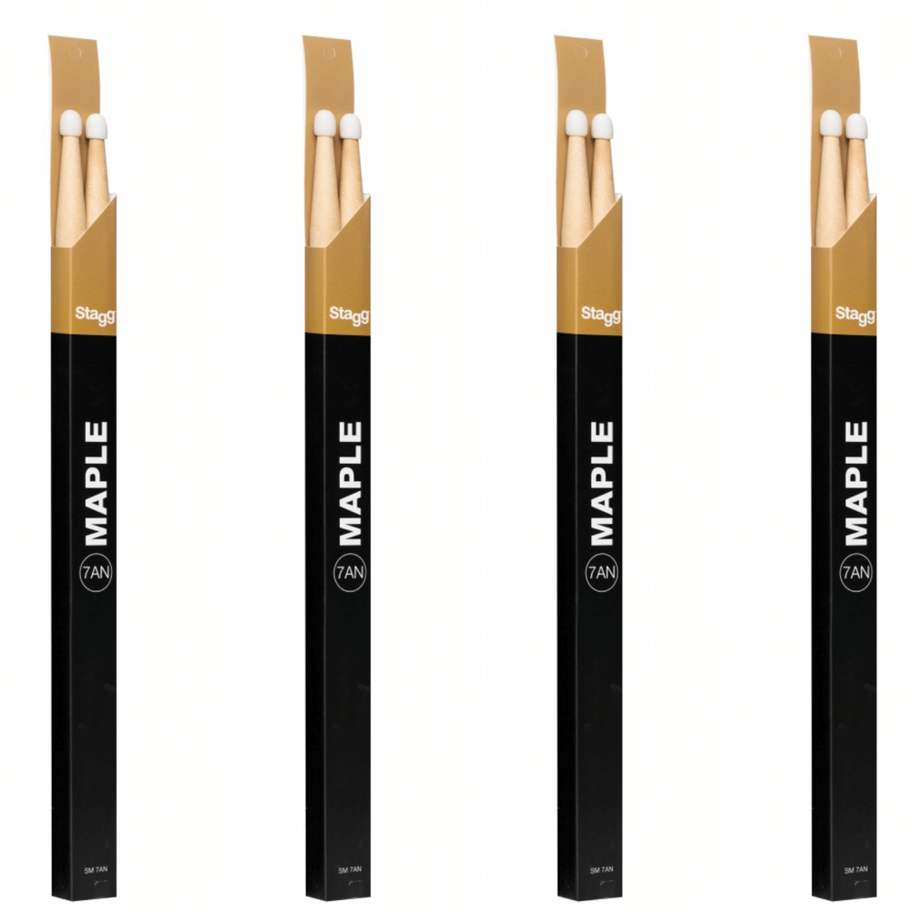 4 x Stagg SM7AN Maple Drum Sticks Nylon Tip