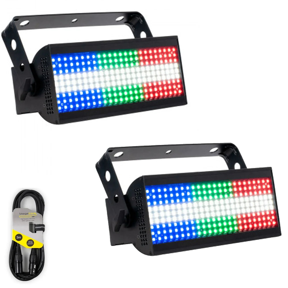 2 x ADJ Jolt 300 RGB SMX LED Strobe Effect Light With DMX Cable