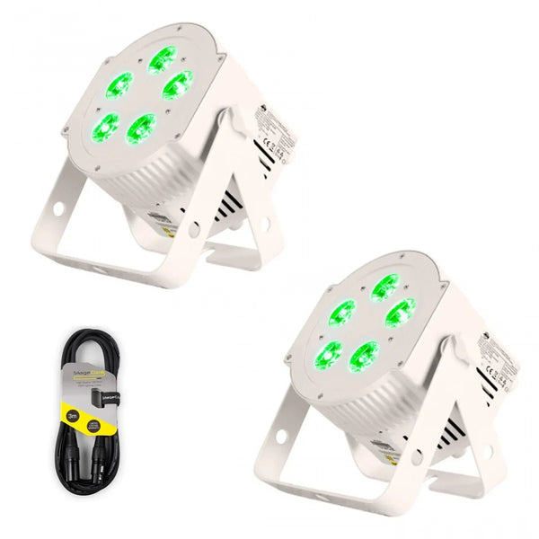 2 x ADJ 5P Hex Pearl LED Par Can with DMX Cable