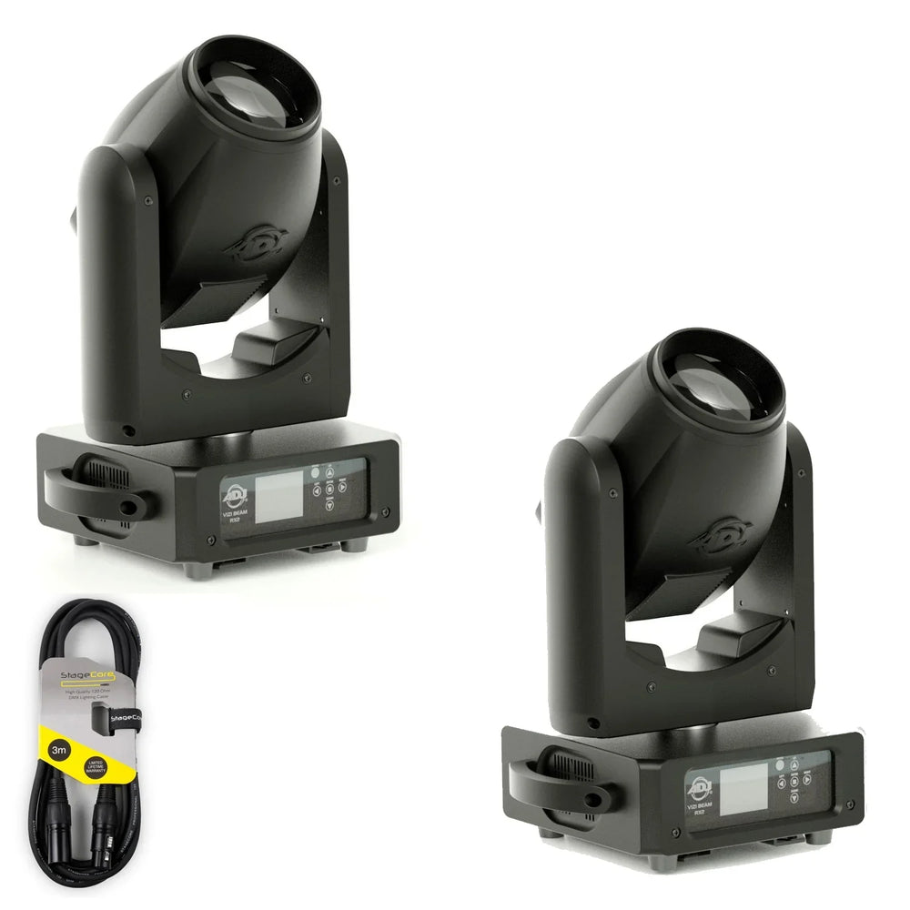 2 x ADJ Vizi Beam RX2 100w Osram Moving Head with DMX Cable
