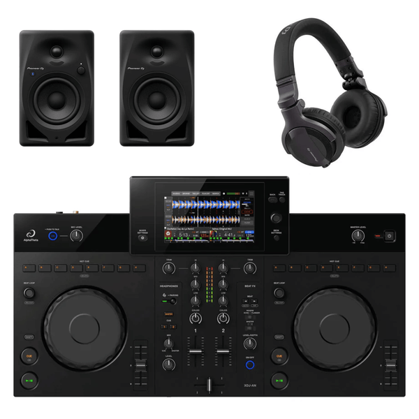     AlphaTheta XDJ-AN 2-channel DJ controller with DM-40D monitors and HDJ-CUE1 headphones