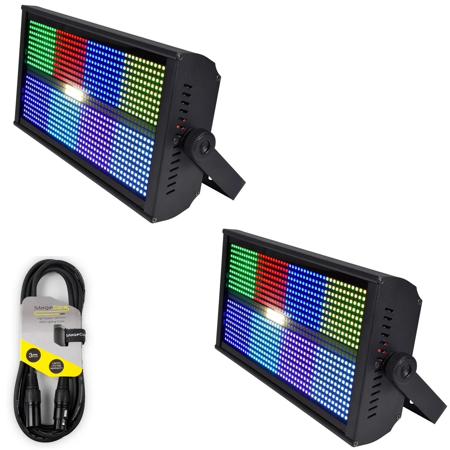 2 x Citronic SpectraBox 240W LED Colour Blinder and Strobe LED Effect Light With DMX Cable