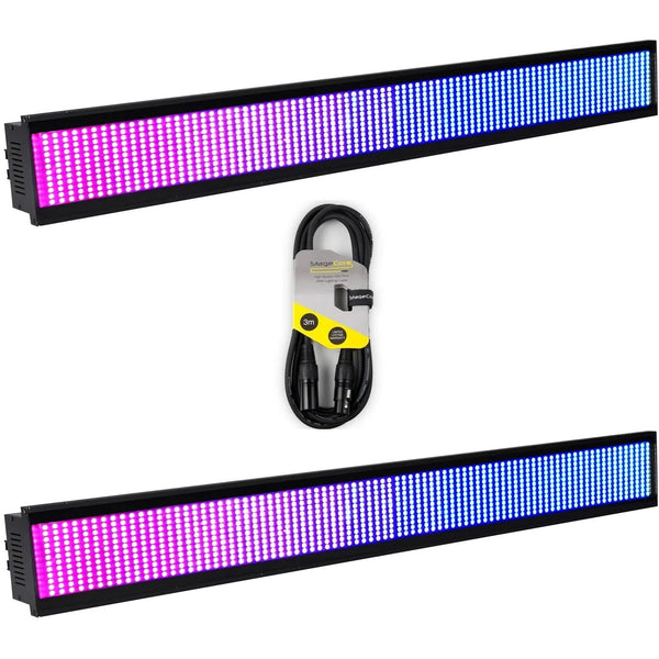 2 x Citronic SpectraBar 800W LED Colour Blinder and Strobe Bar with DMX Cable