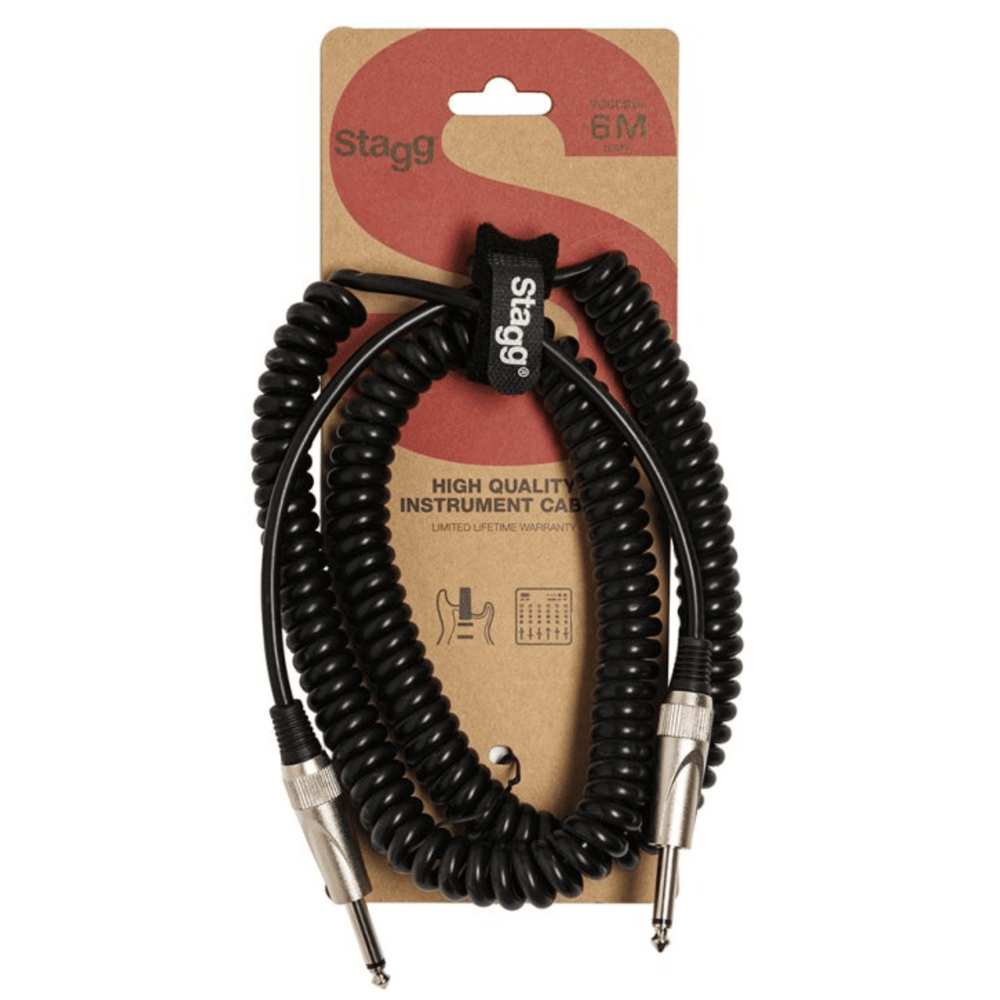 Stagg SGCC6 DL 6m Straight Jack To Straight Coiled Jack Lead