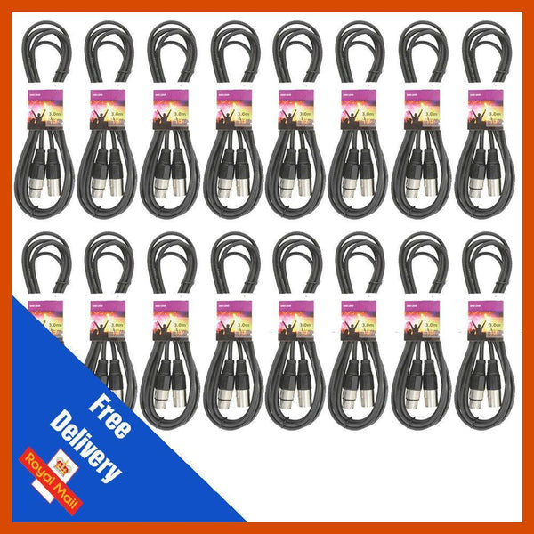 16 x QTX 3M DMX Lighting Cables - DY Pro Audio