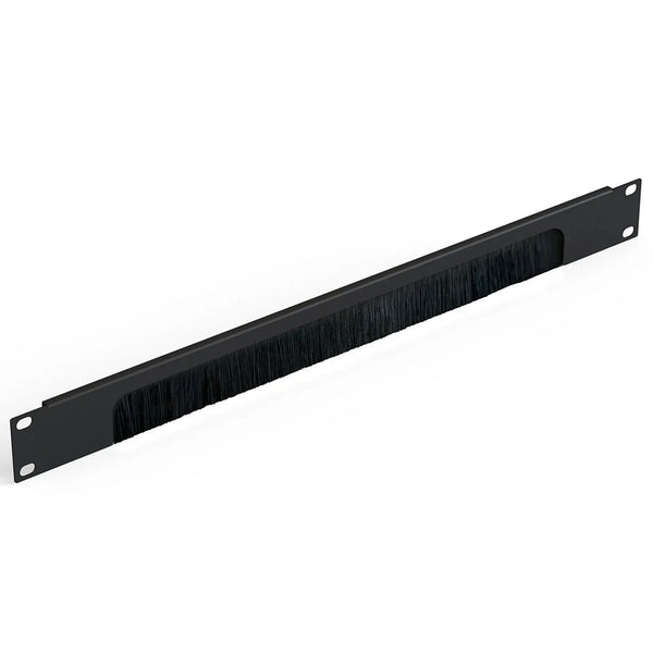 Penn Elcom 1U Open Black Rack Panel with Cable Access Slot and Brushes