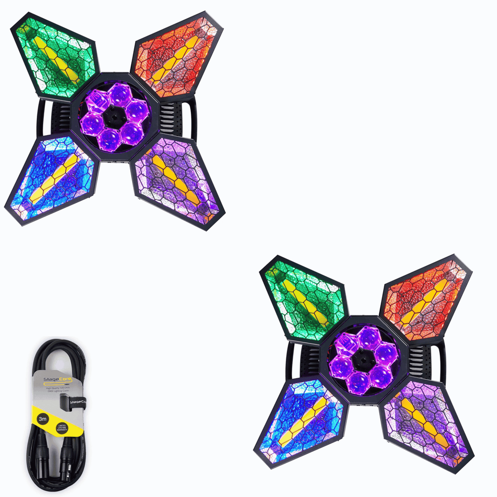 2 x Algam Lighting VINTAGE FLOWER Multi-Effect Rotating Light With DMX Cable