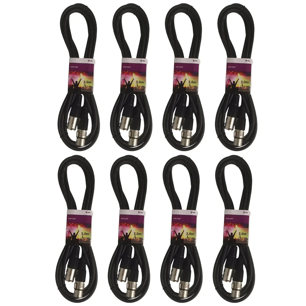8 x QTX 3M DMX Lighting Cables