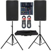 2 x Citronic CASA - 15A Active Speakers with Mixer, Stand & Cables