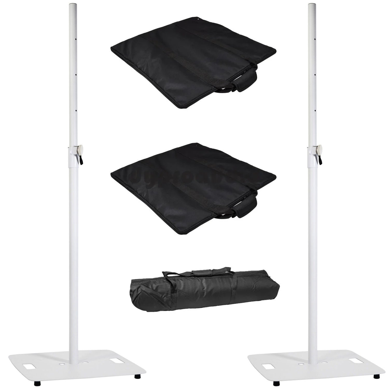 2 x QTX Speaker Stand with Square Base White with Carry Bags