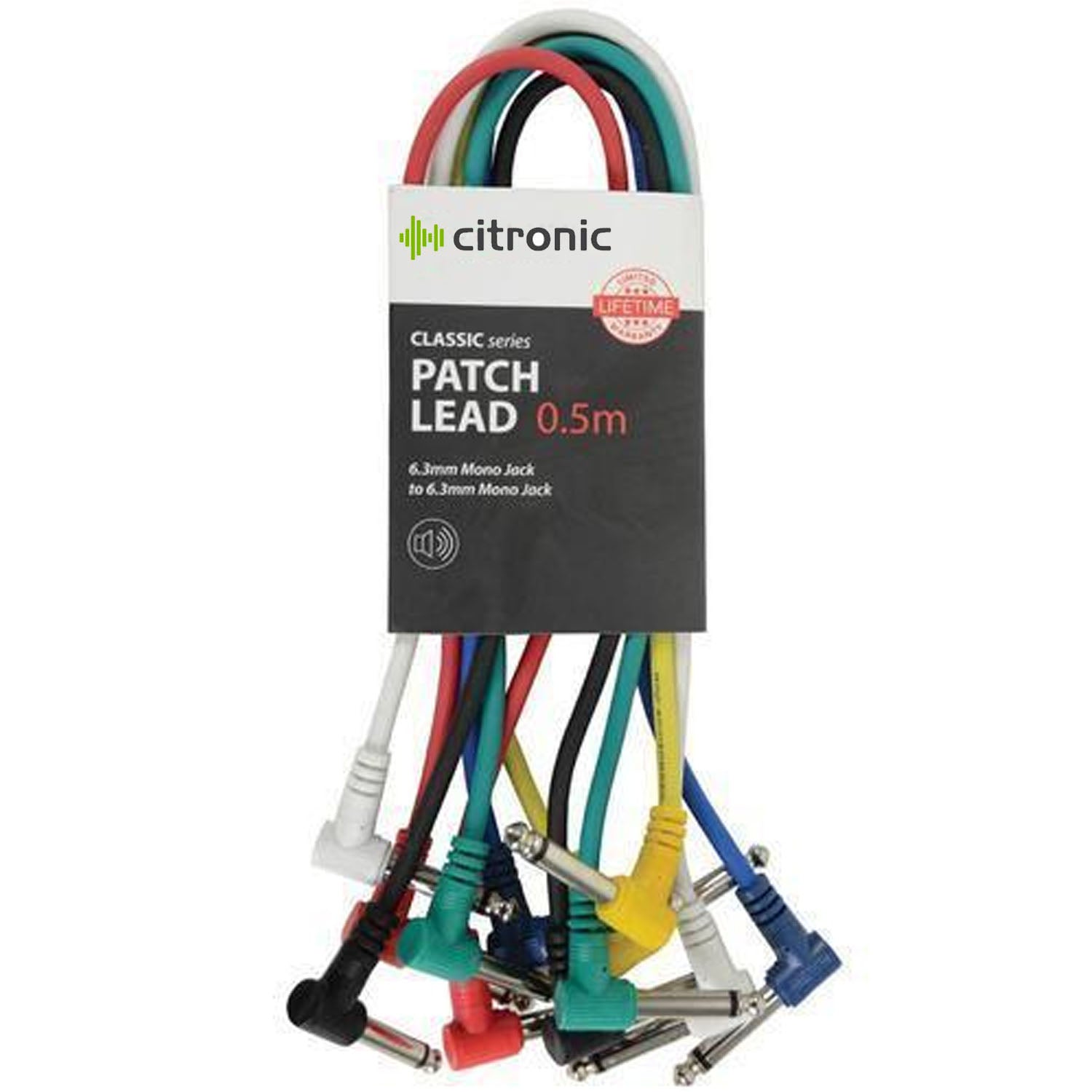 Citronic 6 x Guitar Patch Leads Multicolour 0.5m (50cm)