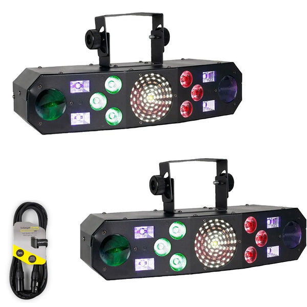 2 x Eliminator Lighting Furious Five FG 5-in-1 LED Effect Light With DMX Cable