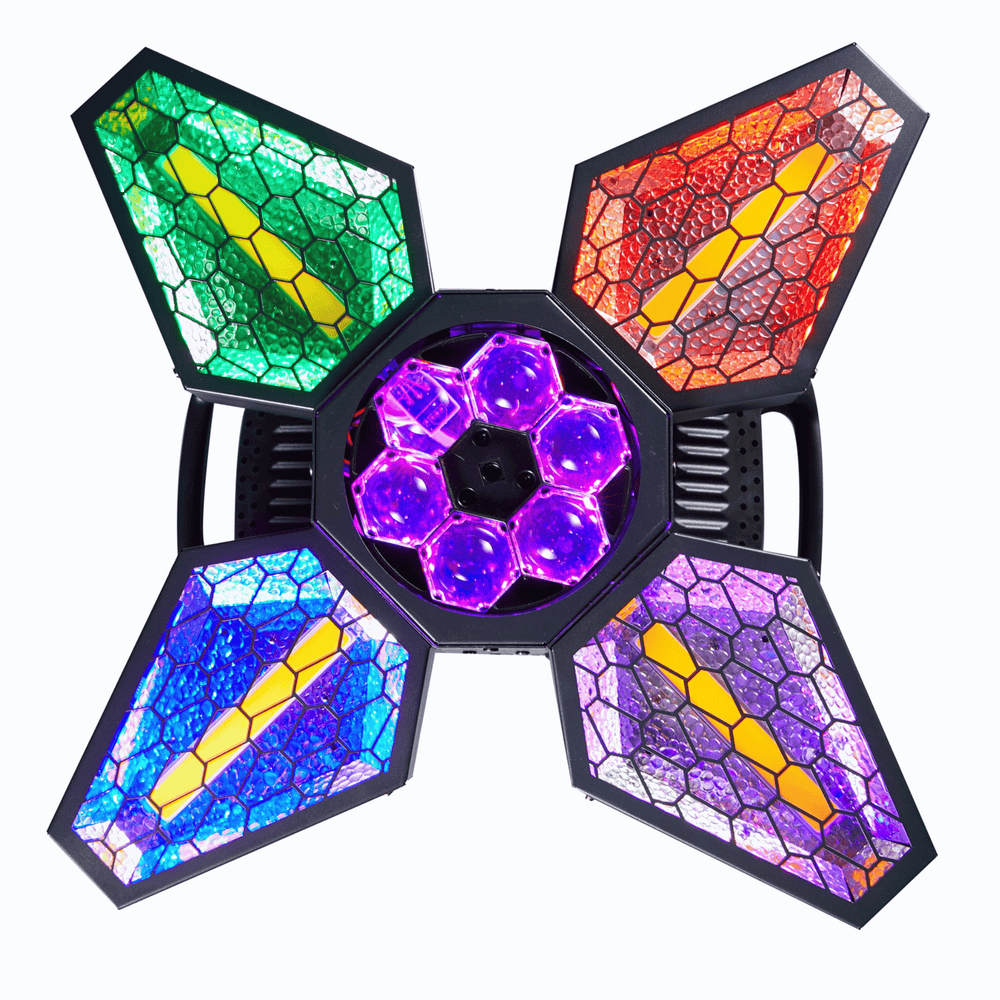 Algam Lighting VINTAGE FLOWER Multi-Effect Rotating Light with 3-in-1 effects and endless rotation for a mesmerizing light display.