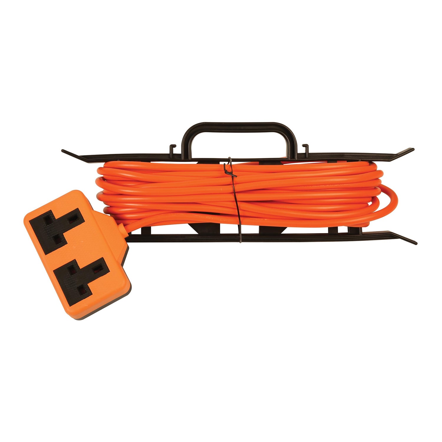 Pro Elec 2 Gang Rubber Mains Extension Lead with 'H' Frame 10m Orange