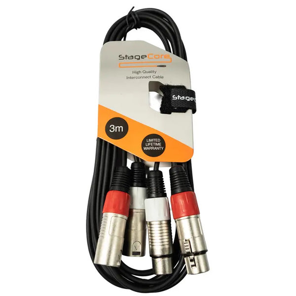 Stagecore 3m Twin XLR Male to Twin XLR Female Cable