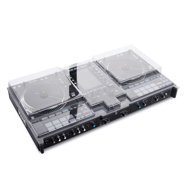 Decksaver protective cover fitted to the Rane System One DJ controller, shielding it from dust, spills, and impact damage.
