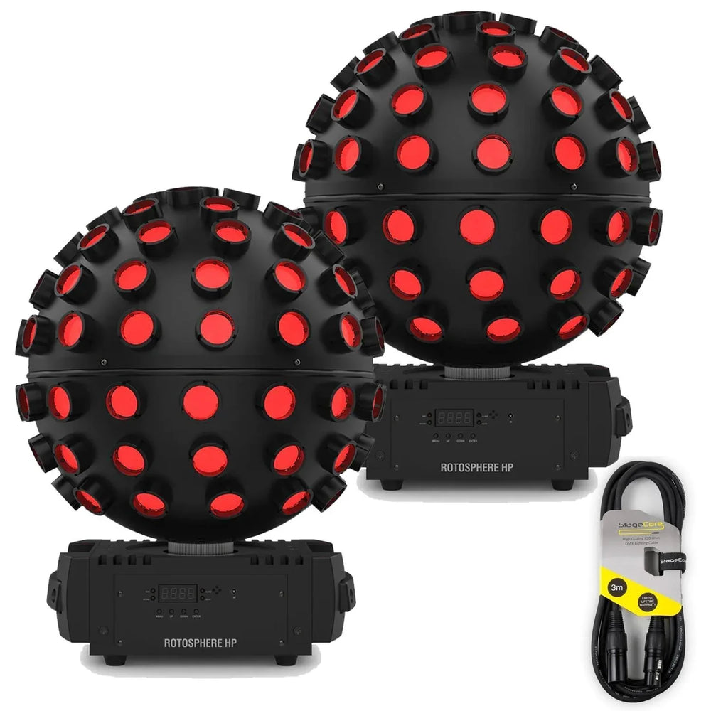 2 x Chauvet DJ Rotosphere HP Quad Colour Sphere Mirror Ball with DMX Cable - DY Pro Audio