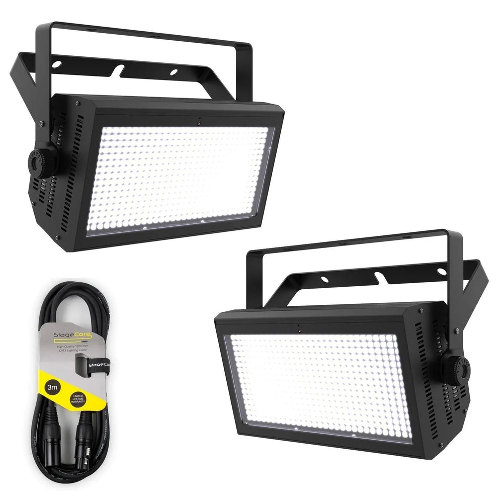 2 X Chauvet DJ Shocker Panel 480 Blinder Strobe Effect Light With DMX Cable
