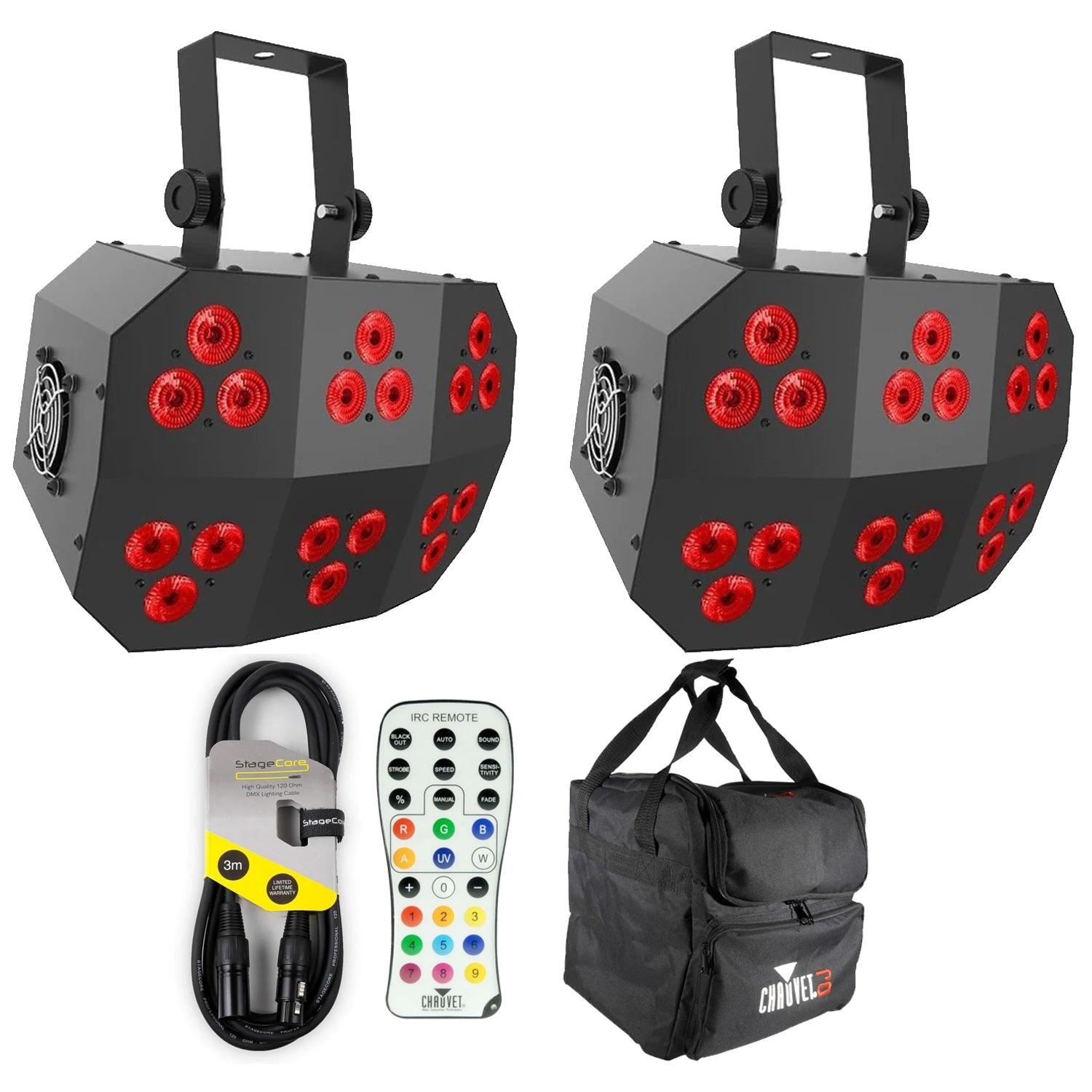 2 x Chauvet Wash FX 2 Effect Light with Carry Bags, Cables, Remote Control - DY Pro Audio