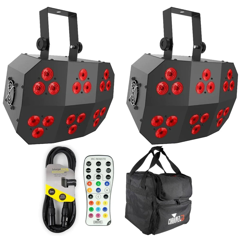 2 x Chauvet Wash FX 2 Effect Light with Carry Bags, Cables, Remote Control