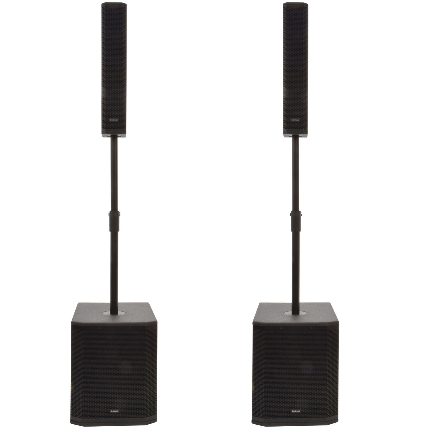 2 x Citronic Monolith MK3 Active Sub Column Array Speaker System With Bags