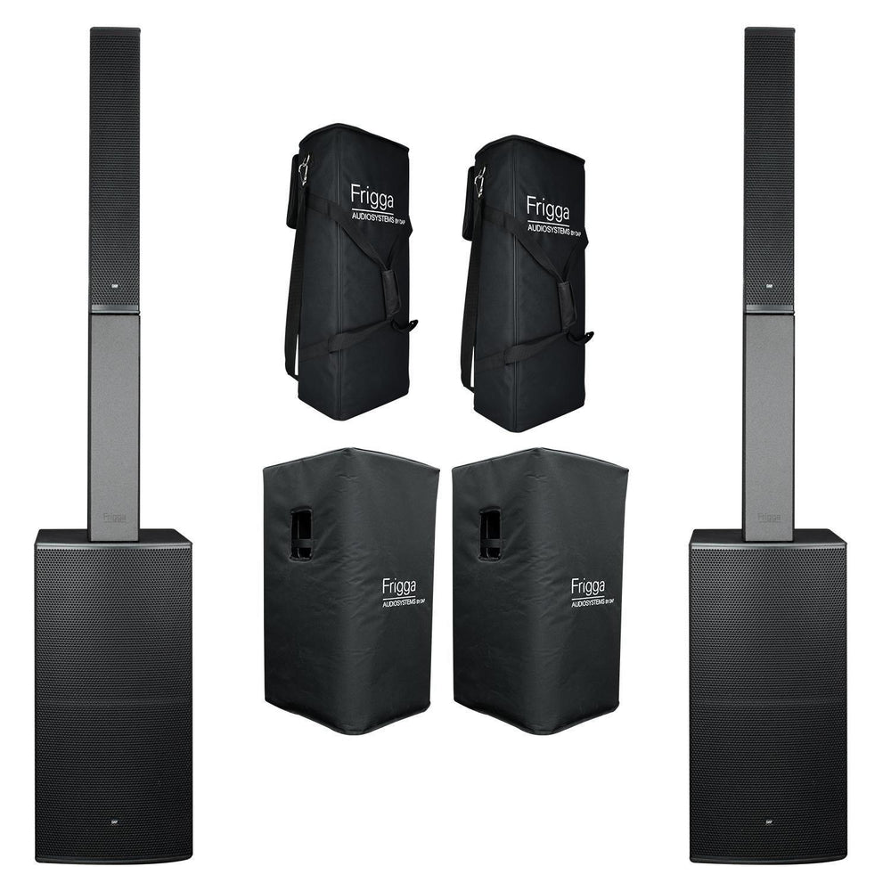 2 x DAP Frigga 12" Black Active Column PA System With Carry Bags - DY Pro Audio
