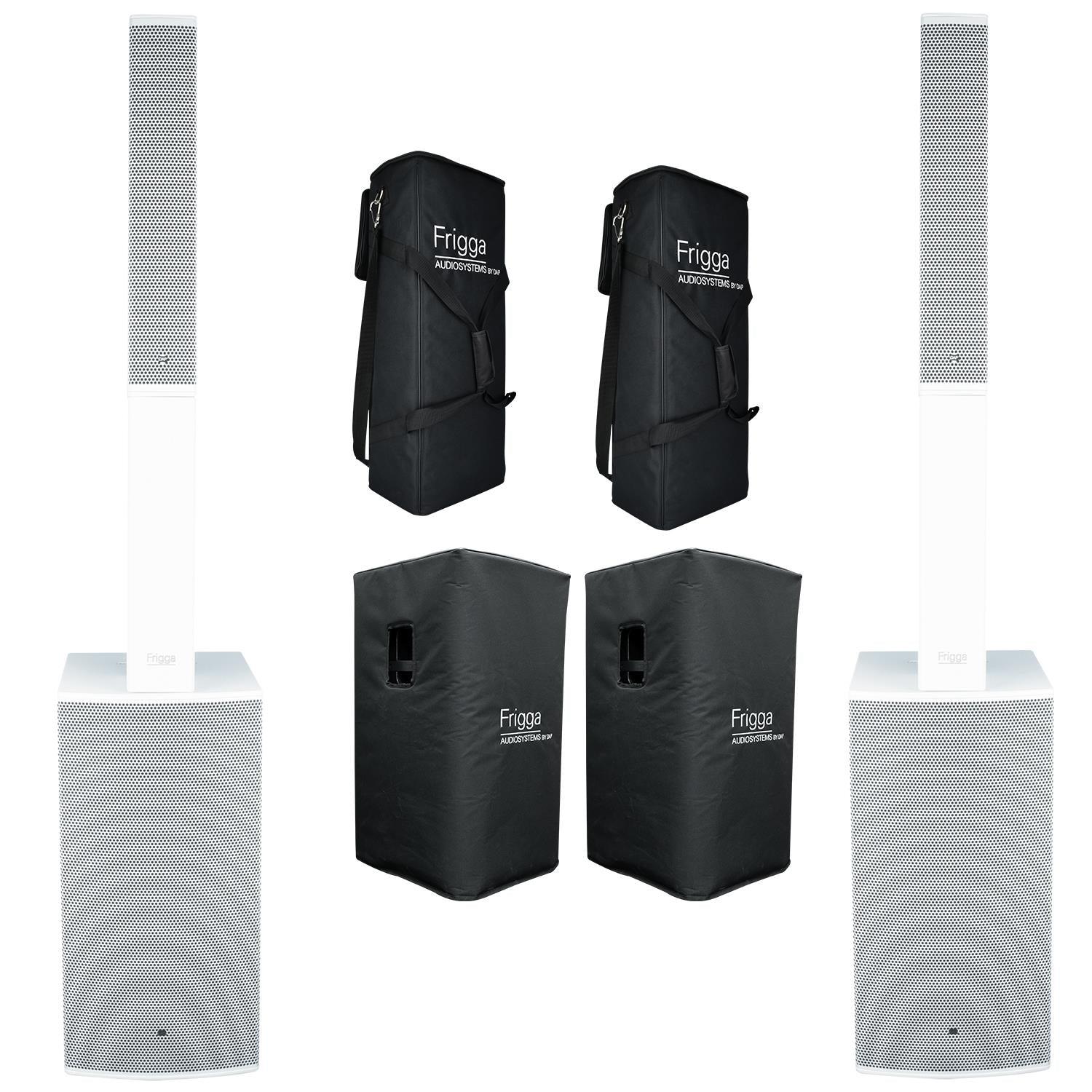 2 x DAP Frigga 12" White Active Column PA System With Carry Bags - DY Pro Audio