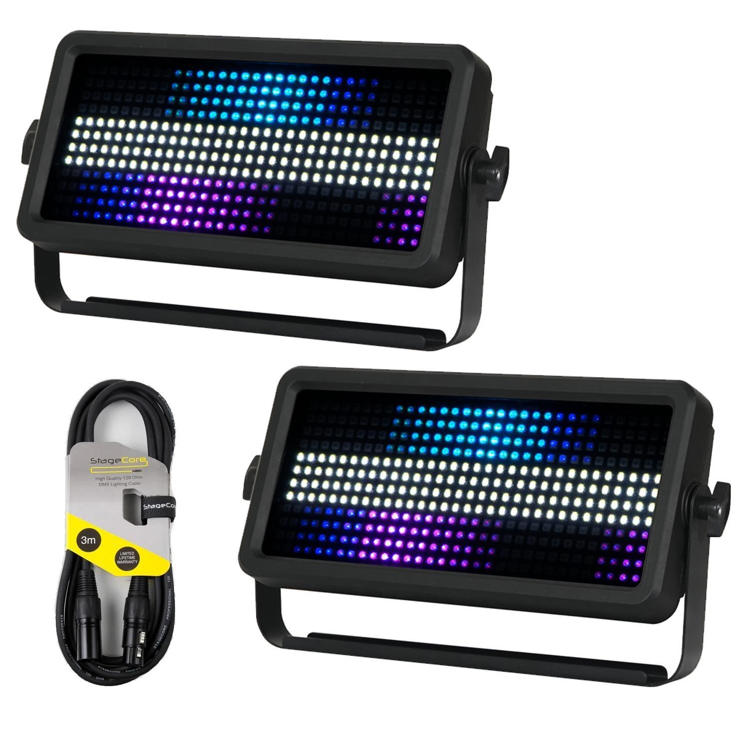 2 x Equinox Blitzer Impact 384 Strobe Effect Light with DMX Cable - DY Pro Audio