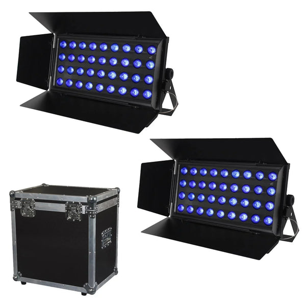 2 x Equinox Cabaret Colour LED Flood Wash Light With Flight Case