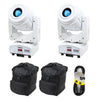 2 x Equinox Fusion 100 Spot MKII White Moving Head with Carry Bag & Cables