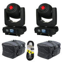 2 x Equinox Fusion 150 Spot Moving Head with DMX Cable and Carry Bags - DY Pro Audio