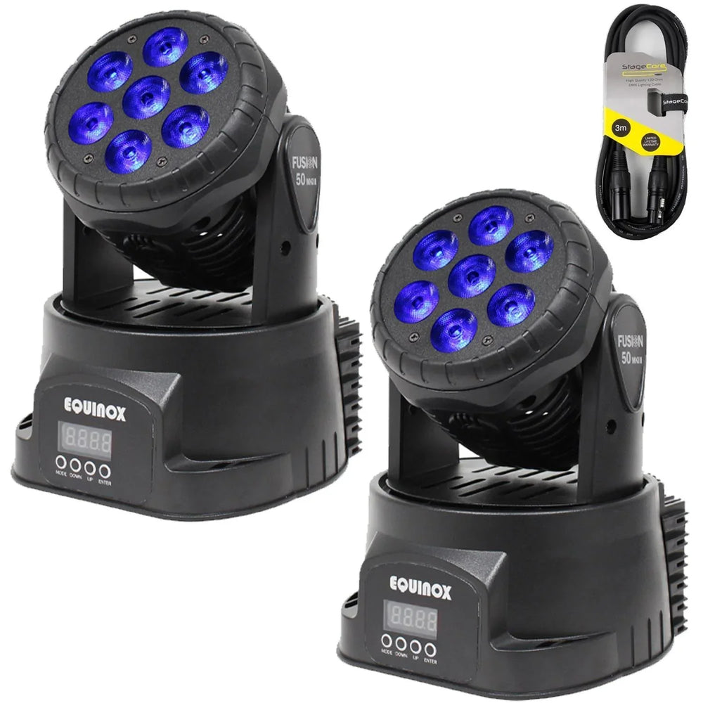 2 x Equinox Fusion 50 MKIII Moving Head with DMX Cable - DY Pro Audio
