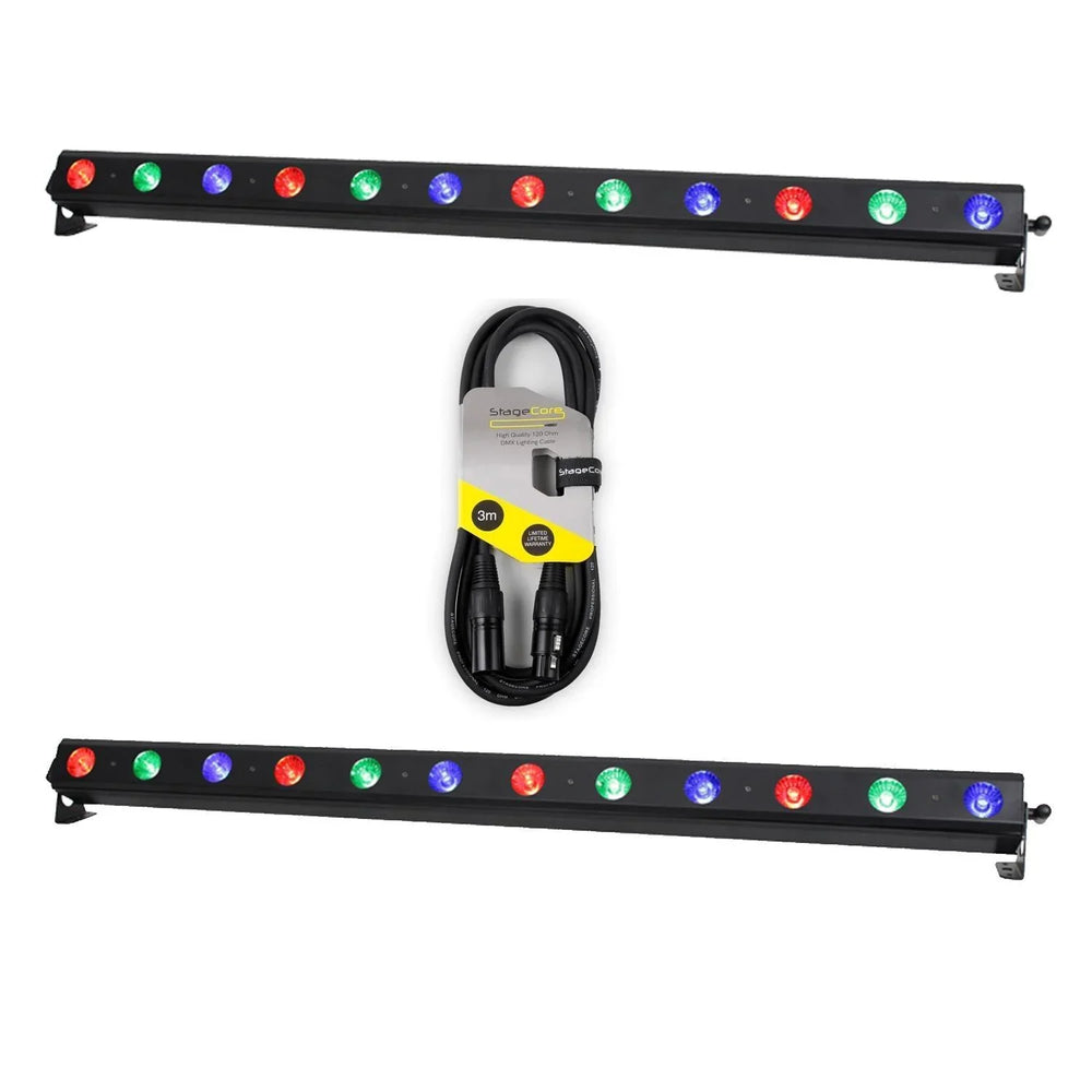 2 x Equinox Tri Power Batten MKII Batten with DMX Cable - DY Pro Audio