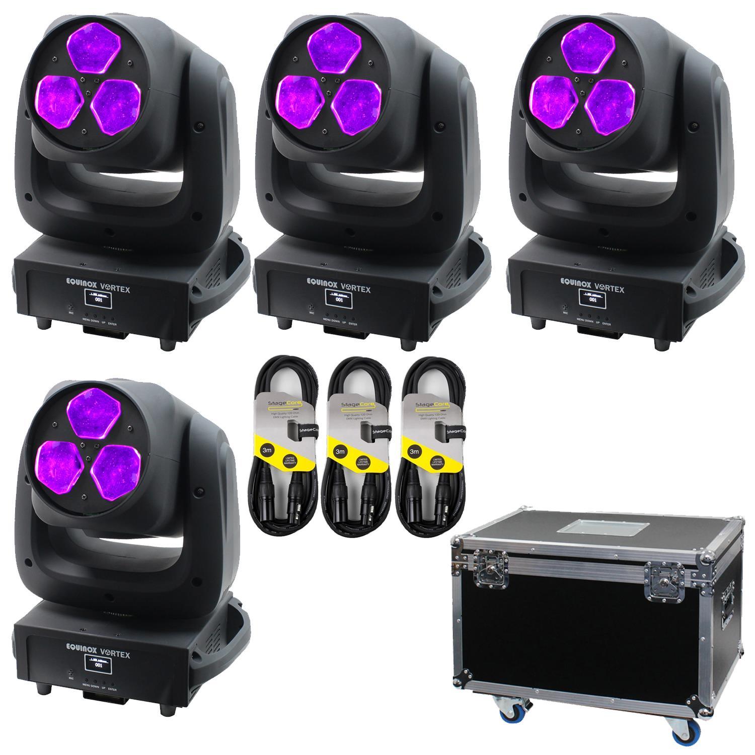 2 x Equinox Vortex Moving Heads with Flight Case and Cables - DY Pro Audio