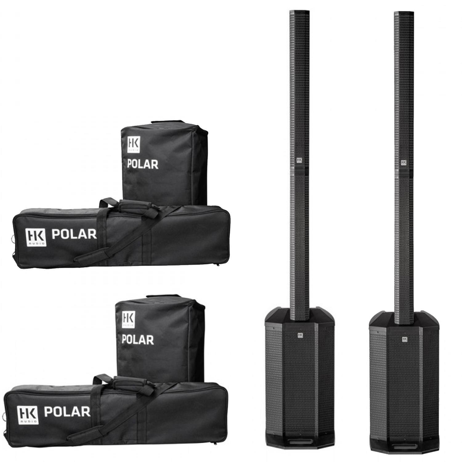 2 x HK Audio Polar 10 Column PA System with Carry Bags - DY Pro Audio