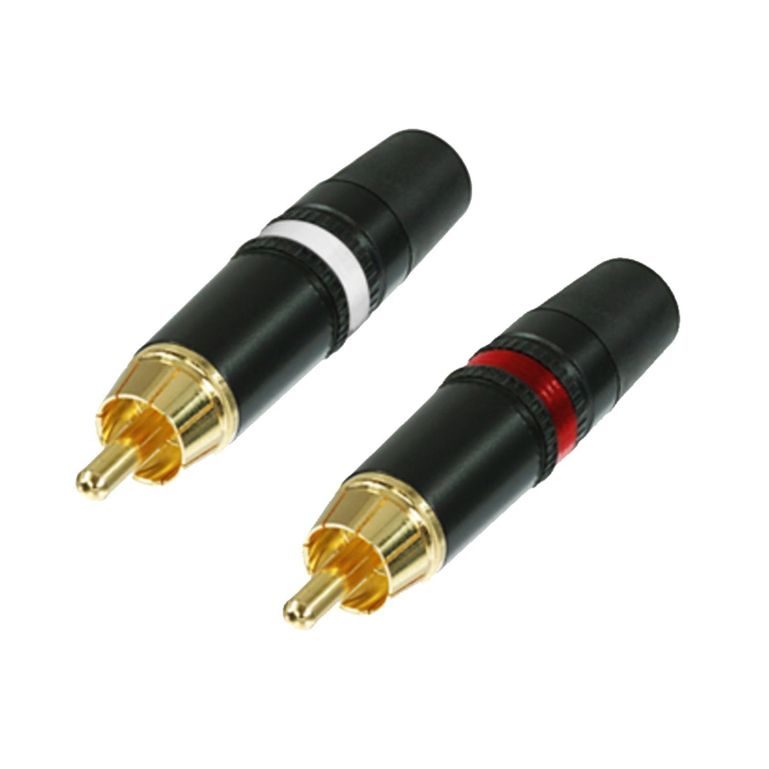 2 x Neutrik NYS373 Red & White Phono Plug with Gold Plated Contacts - DY Pro Audio