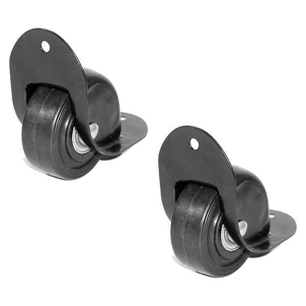 2 x Penn Elcom 50mm Black Recessed Edge Castor with Curved Radius